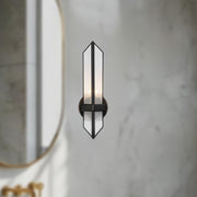 Kuzco Cairo 1-Light 15in Wall Sconce | Urban Bronze Steel and Clear Ribbed Glass | Bathroom Vanity & Powder Room | Model WV332904UBCR
