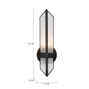 Kuzco Cairo 1-Light 15in Wall Sconce | Urban Bronze Steel and Clear Ribbed Glass | Bathroom Vanity & Powder Room | Model WV332904UBCR