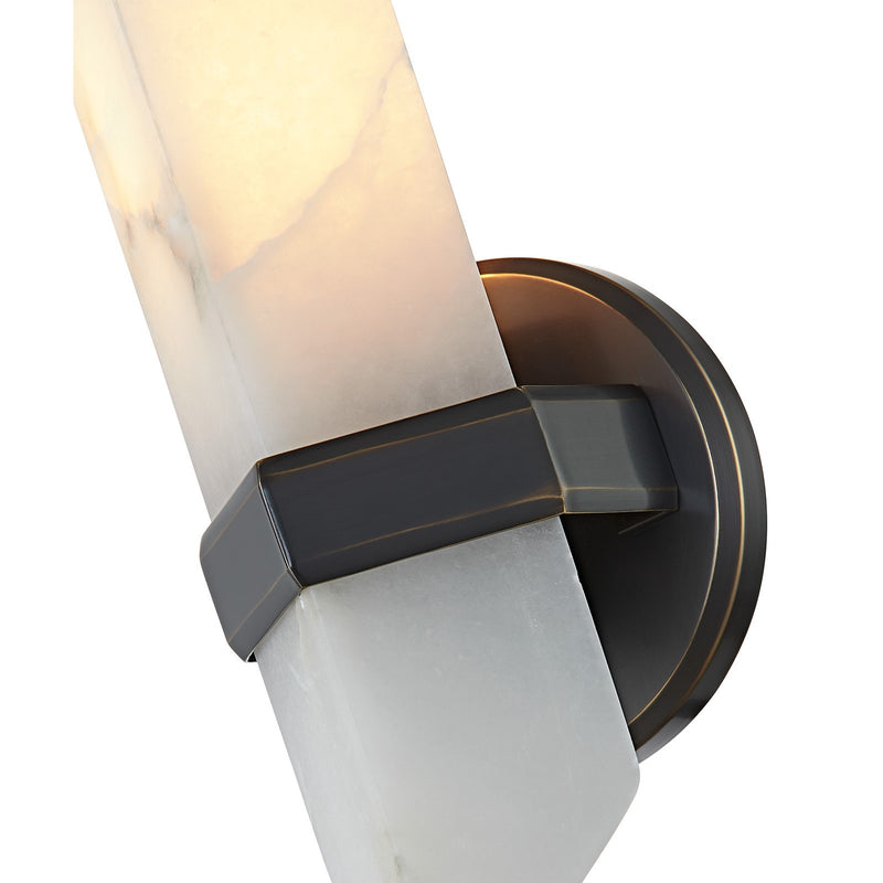 Kuzco Valencia 1-Light 5in Wall Sconce | Urban Bronze and Alabaster Stone | Bathroom Vanity & Hallway | 3.62 x 4.12 x 15 in | Model WV334105UBAR