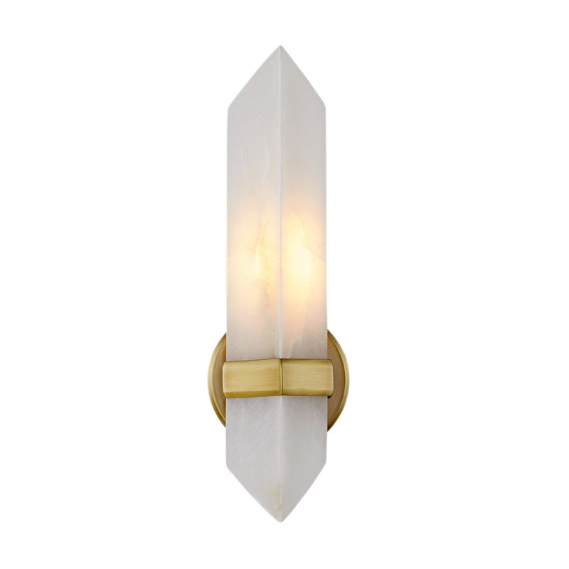 Kuzco Valencia 1-Light Wall Sconce | Classic Vintage Brass and Alabaster Stone | Bathroom Vanity & Hallway | 3.62 x 15 x 4.12 in | Model WV334105VBAR