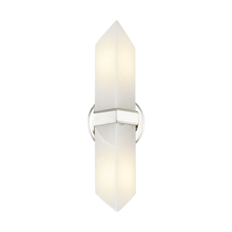 Kuzco Valencia 15in 2-Light Wall Vanity | Classic Polished Nickel and Alabaster Stone | Bathroom Vanity & Powder Room | Model WV334215PNAR
