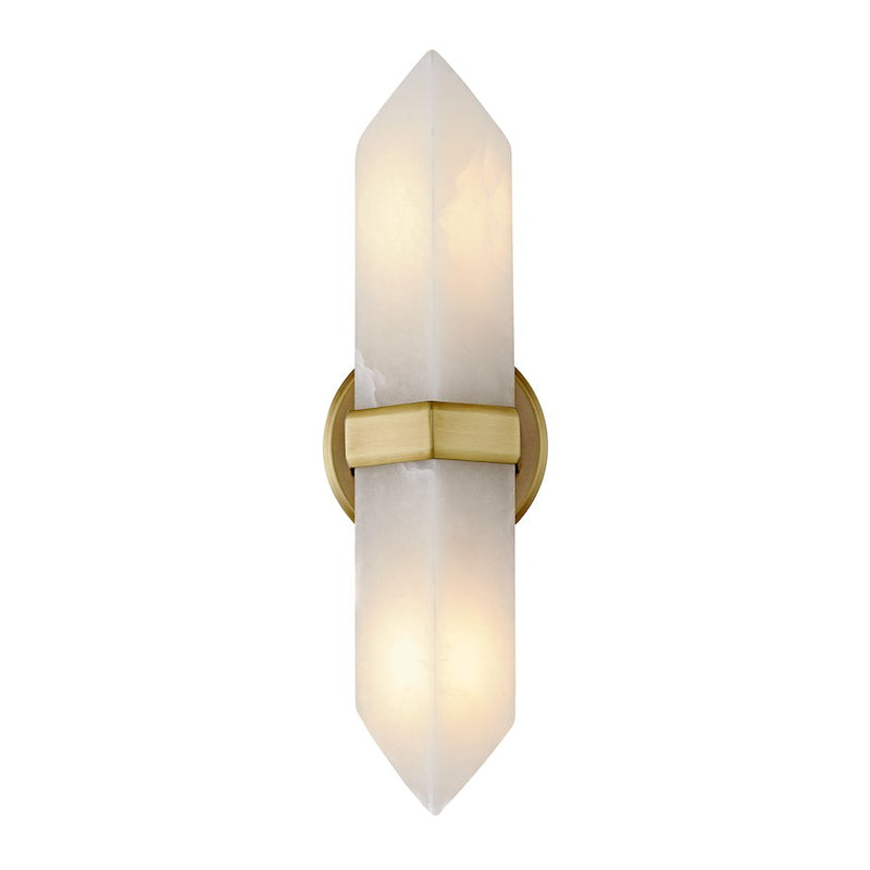 Kuzco Valencia 2-Light 15in Vanity Light | Classic Vintage Brass and Alabaster Stone | Bathroom Vanity & Powder Room | Model WV334215VBAR