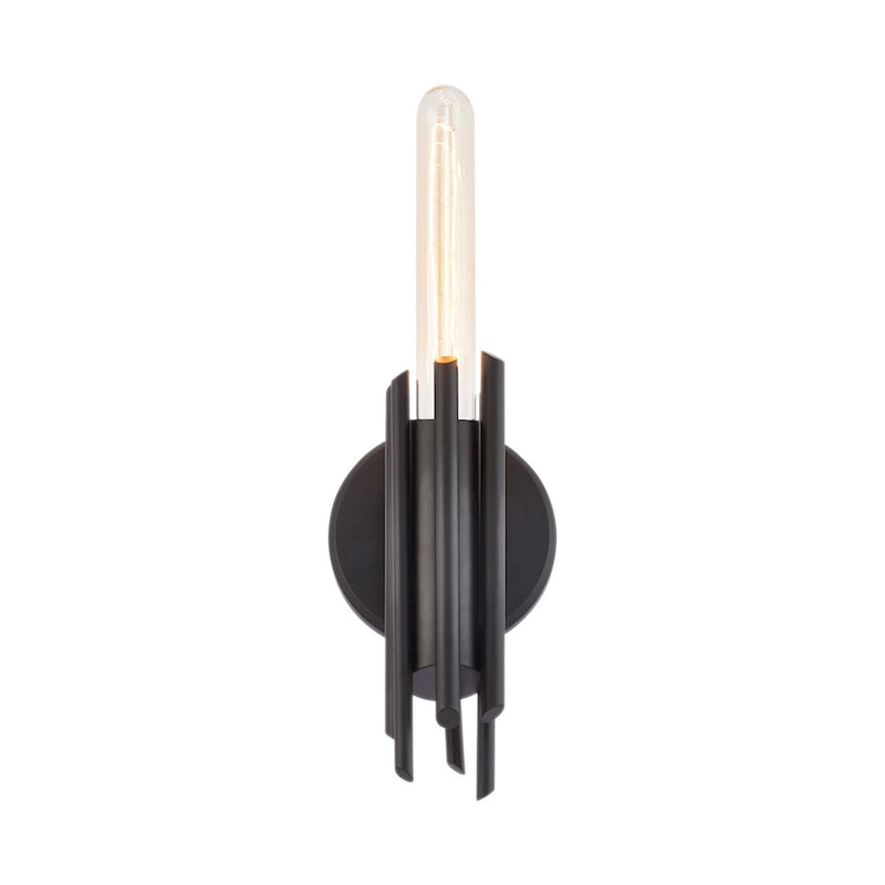 Kuzco Torres 1-Light 9in Wall Sconce | Brutalist Matte Black Metal | Bathroom & Hallway Accent | 2.25 x 9.25 x 4.38 in | Model WV335409MB