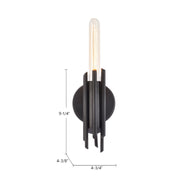 Kuzco Torres 1-Light 9in Wall Sconce | Brutalist Matte Black Metal | Bathroom & Hallway Accent | 2.25 x 9.25 x 4.38 in | Model WV335409MB