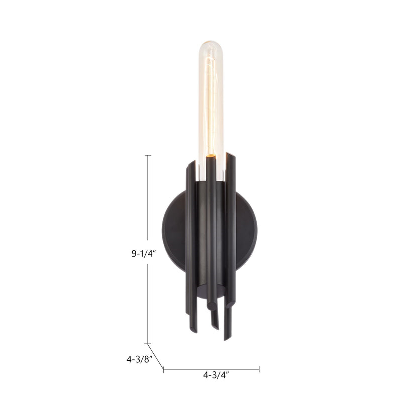 Kuzco Torres 1-Light 9in Wall Sconce | Brutalist Matte Black Metal | Bathroom & Hallway Accent | 2.25 x 9.25 x 4.38 in | Model WV335409MB