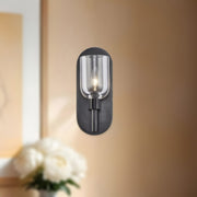 Kuzco Lucian 9in 1-Light Vanity Light | Classic Clear Crystal and Urban Bronze | Bathroom & Powder Room | 60W E12 | Model WV338101UBCC