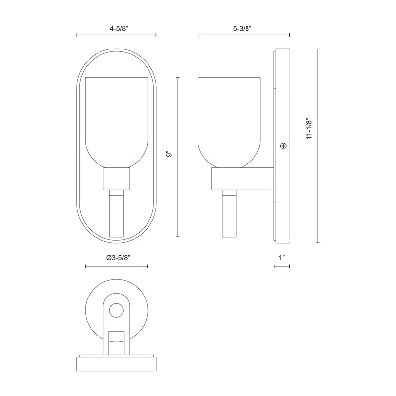 Kuzco Lucian 9in 1-Light Vanity Light | Classic Clear Crystal and Urban Bronze | Bathroom & Powder Room | 60W E12 | Model WV338101UBCC