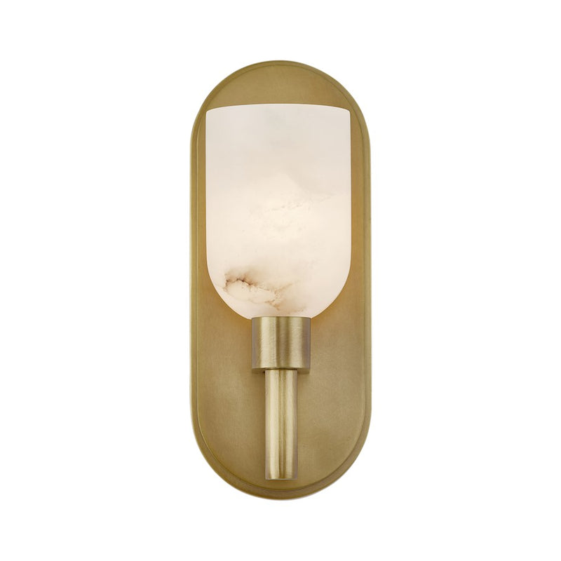 Kuzco Lucian 1-Light 9in Vanity Light | Vintage Brass and Alabaster Clear Crystal | Bathroom Vanity & Powder Room | 3.62 x 9 in | Model WV338101VBAR