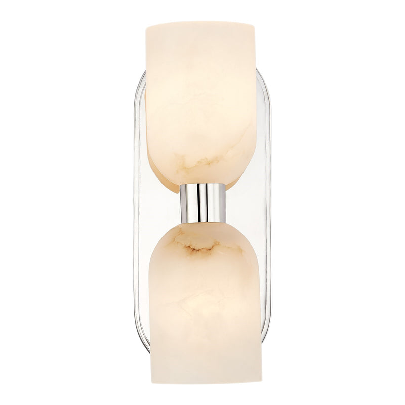 Kuzco Lucian 11in 2-Light Vanity Light | Classic Polished Nickel and Alabaster Glass with Clear Crystal | Bathroom & Powder Room | Model WV338902PNAR