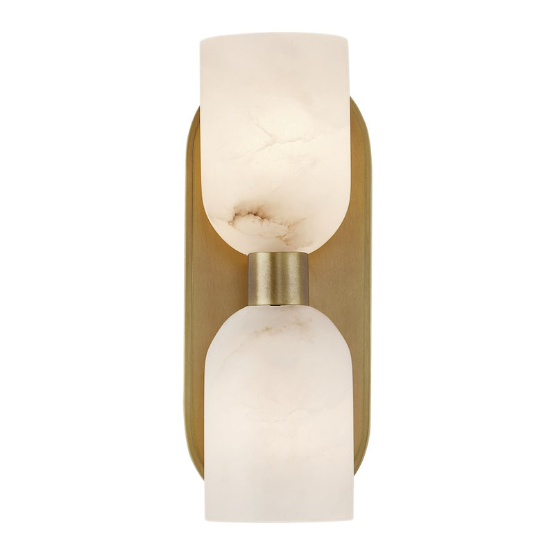 Kuzco Lucian 11in 2-Light Vanity Light | Vintage Brass and Alabaster Glass | Bathroom & Powder Room | 3.62 x 11.5 in | Model WV338902VBAR
