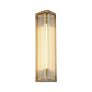 Kuzco Sabre 12in 1-Light LED Wall Sconce | Modern Vintage Brass and Ribbed Clear Glass | Bathroom Vanity & Hallway | Model WV339112VBCR