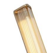 Kuzco Sabre 12in 1-Light LED Wall Sconce | Modern Vintage Brass and Ribbed Clear Glass | Bathroom Vanity & Hallway | Model WV339112VBCR