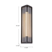 Kuzco Sabre 12in 1-Light LED Wall Sconce | Modern Vintage Brass and Ribbed Clear Glass | Bathroom Vanity & Hallway | Model WV339112VBCR