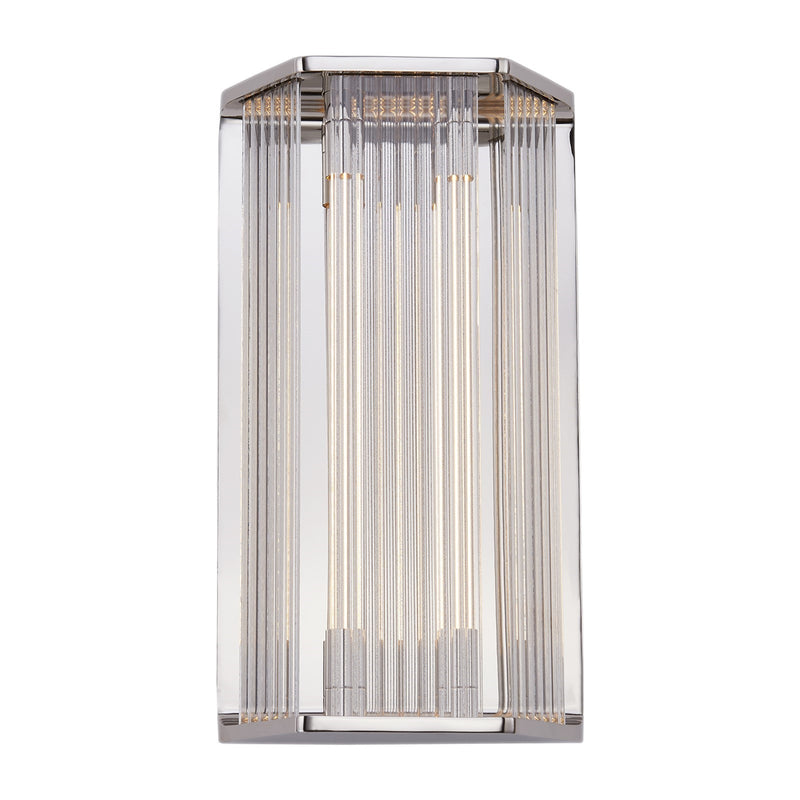 Kuzco Alora Sabre 16in 1-Light LED Wall/Vanity | Modern Polished Nickel and Clear Ribbed Glass | Bathroom & Powder Room Vanity | Model WV339216PNCR