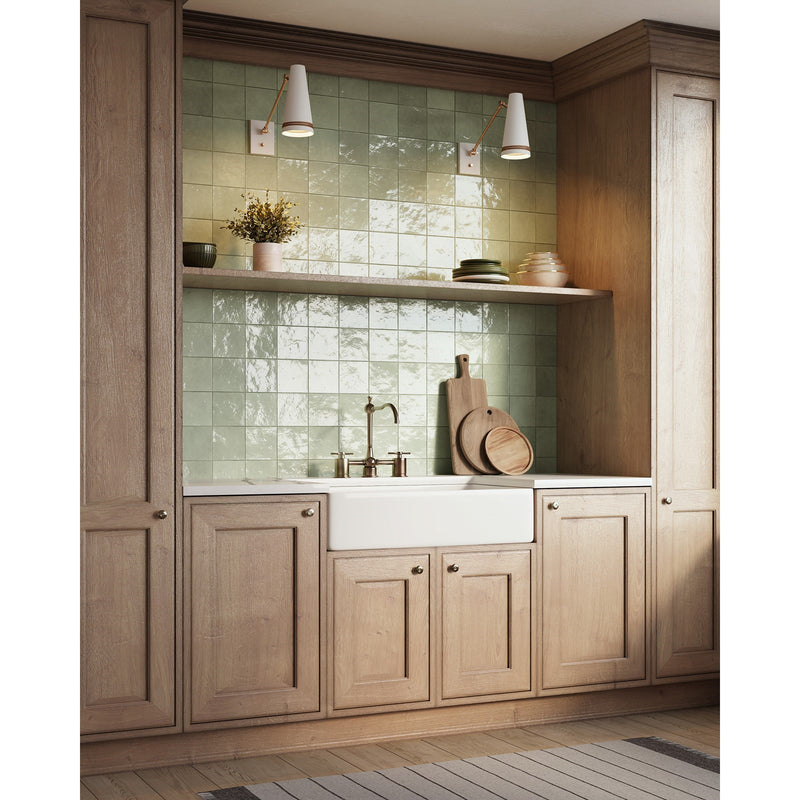 Kuzco Brickell 1-Light 5in Wall Sconce | Matte White Steel and Hazelnut Leather | Mid-Century Bathroom Vanity & Living Room | Model WV342105MWHL