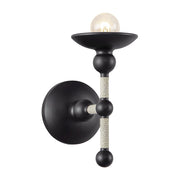Kuzco Nadine 1-Light Vanity Light | Matte Black Steel and Natural Cotton Rope | Bathroom Vanity & Powder Room Wall Light | Model WV343104MBCN