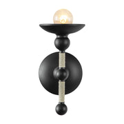 Kuzco Nadine 1-Light Vanity Light | Matte Black Steel and Natural Cotton Rope | Bathroom Vanity & Powder Room Wall Light | Model WV343104MBCN
