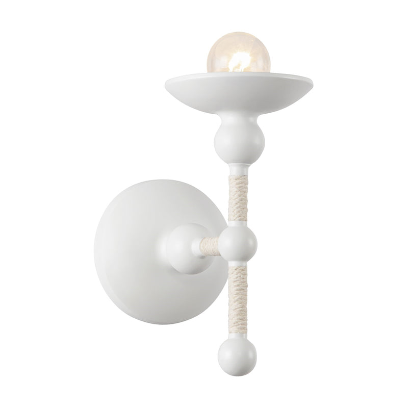 Kuzco Nadine 4in 1-Light Wall Sconce | Seaside Matte White Steel and Natural Cotton | Bathroom Vanity & Hallway | Model WV343104MWCN