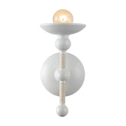 Kuzco Nadine 4in 1-Light Wall Sconce | Seaside Matte White Steel and Natural Cotton | Bathroom Vanity & Hallway | Model WV343104MWCN