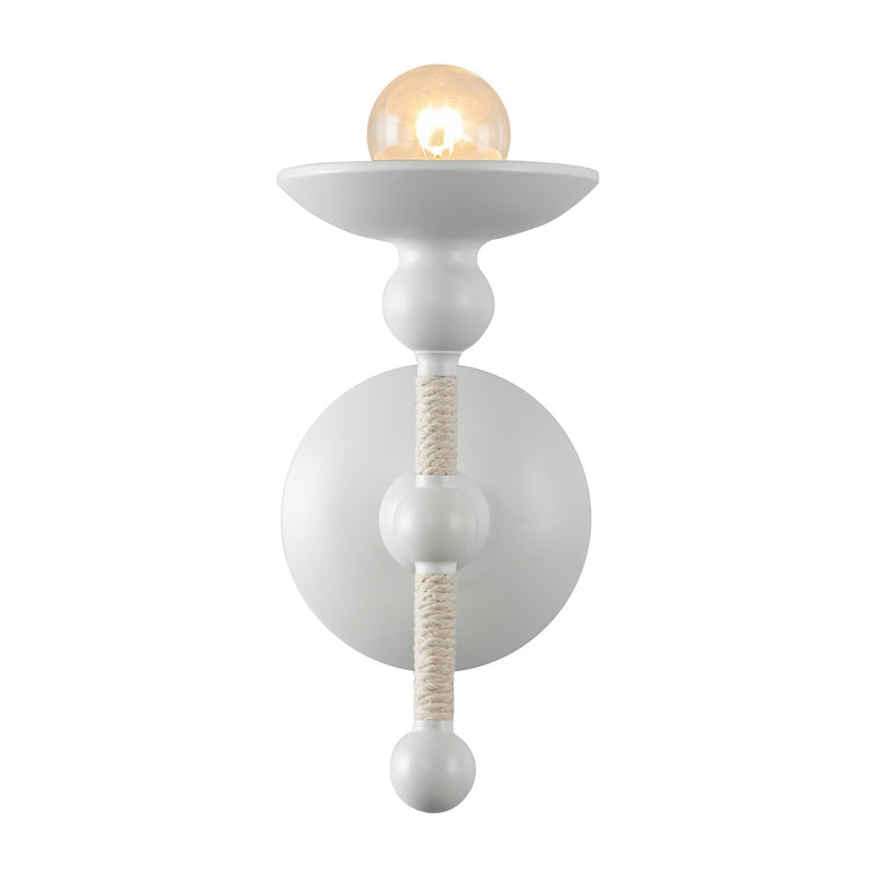 Kuzco Nadine 4in 1-Light Wall Sconce | Seaside Matte White Steel and Natural Cotton | Bathroom Vanity & Hallway | Model WV343104MWCN