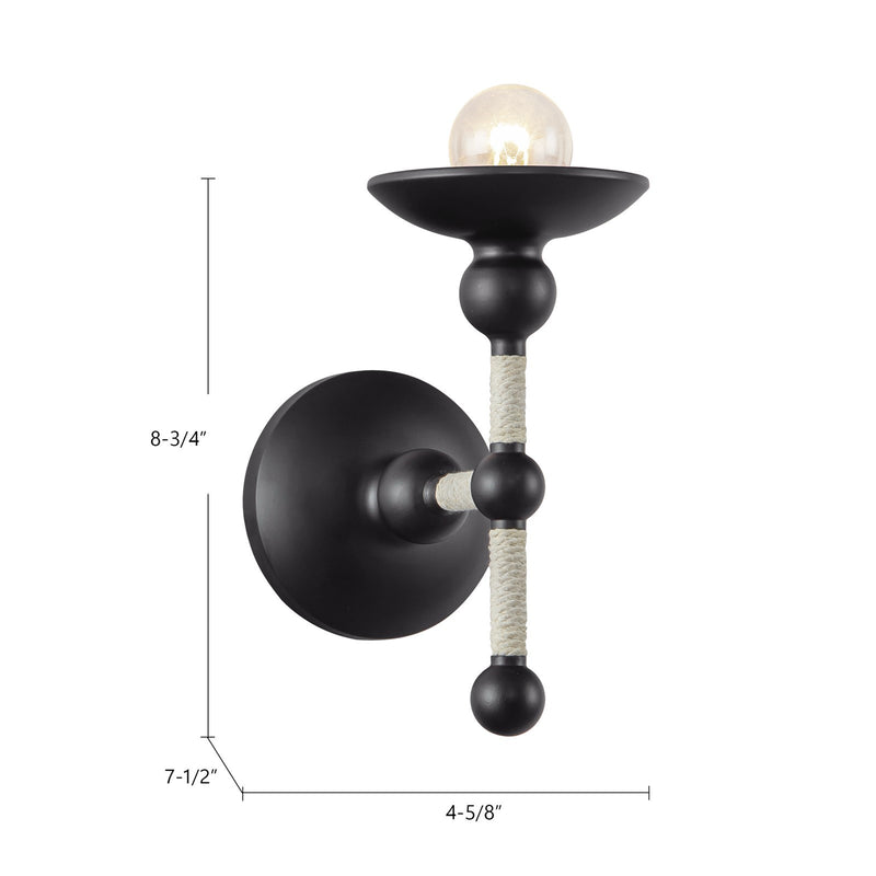 Kuzco Nadine 4in 1-Light Wall Sconce | Seaside Matte White Steel and Natural Cotton | Bathroom Vanity & Hallway | Model WV343104MWCN