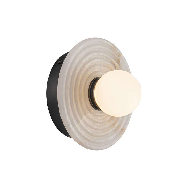 Kuzco Dahlia 6in 1-Light LED Vanity Light | Biophilic Urban Bronze Steel and Opal Glass Alabaster Diffuser | Bathroom Vanity | Model WV346006UBAR