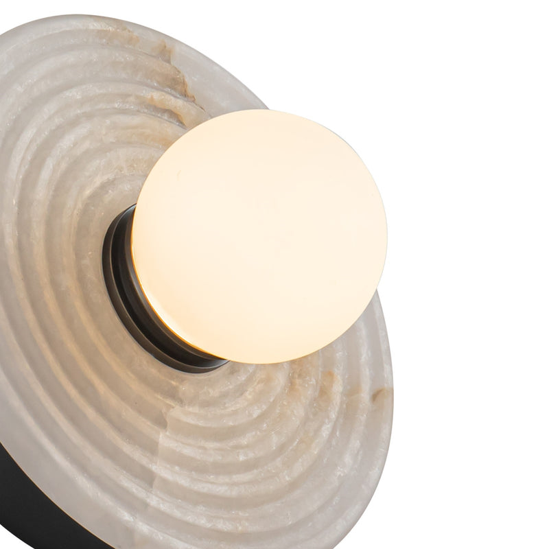 Kuzco Dahlia 6in 1-Light LED Vanity Light | Biophilic Urban Bronze Steel and Opal Glass Alabaster Diffuser | Bathroom Vanity | Model WV346006UBAR