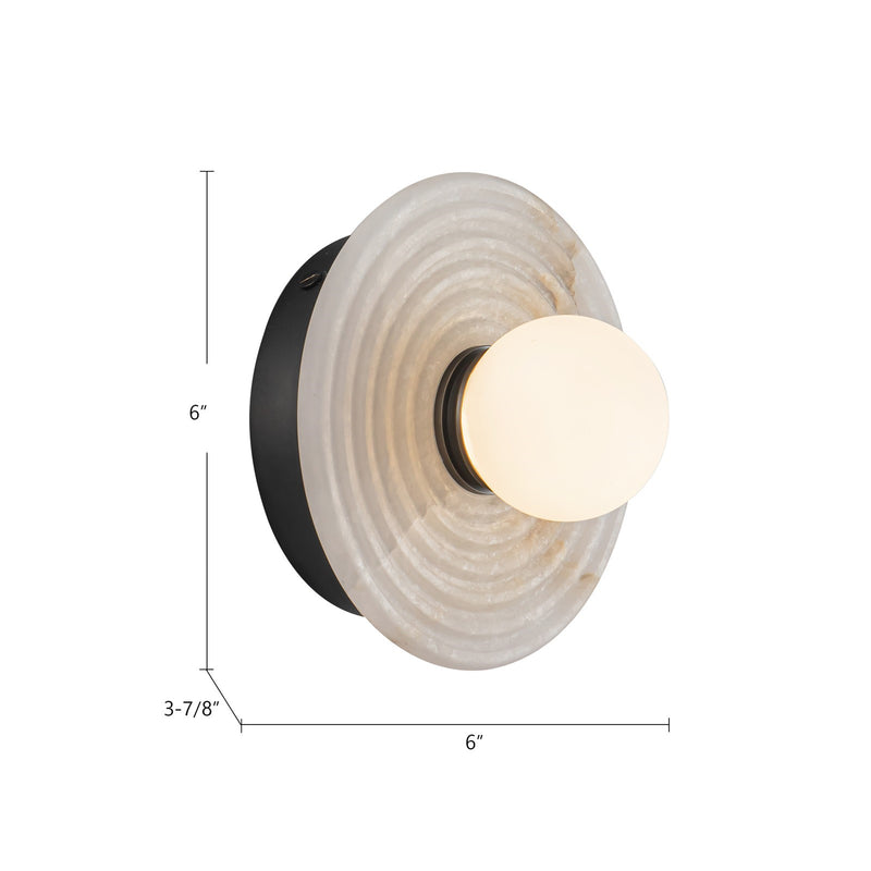 Kuzco Dahlia 6in 1-Light LED Vanity Light | Biophilic Urban Bronze Steel and Opal Glass Alabaster Diffuser | Bathroom Vanity | Model WV346006UBAR