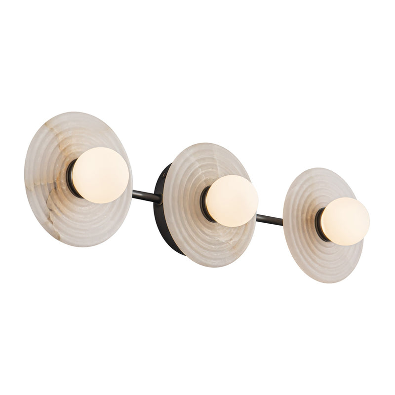 Kuzco Dahlia 22in 1-Light LED Vanity Light | Urban Bronze Steel and Opal Glass with Alabaster Diffuser | Bathroom & Bedroom | Model WV346322UBAR