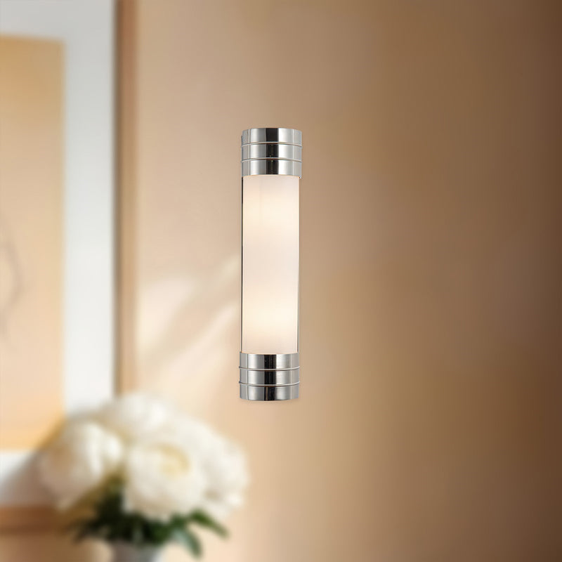 Kuzco Willard 18in 2-Light Vanity Light | English Cottage Polished Nickel Steel and Opal Matte Glass | Bathroom Vanity & Powder | Model WV348218PNOP
