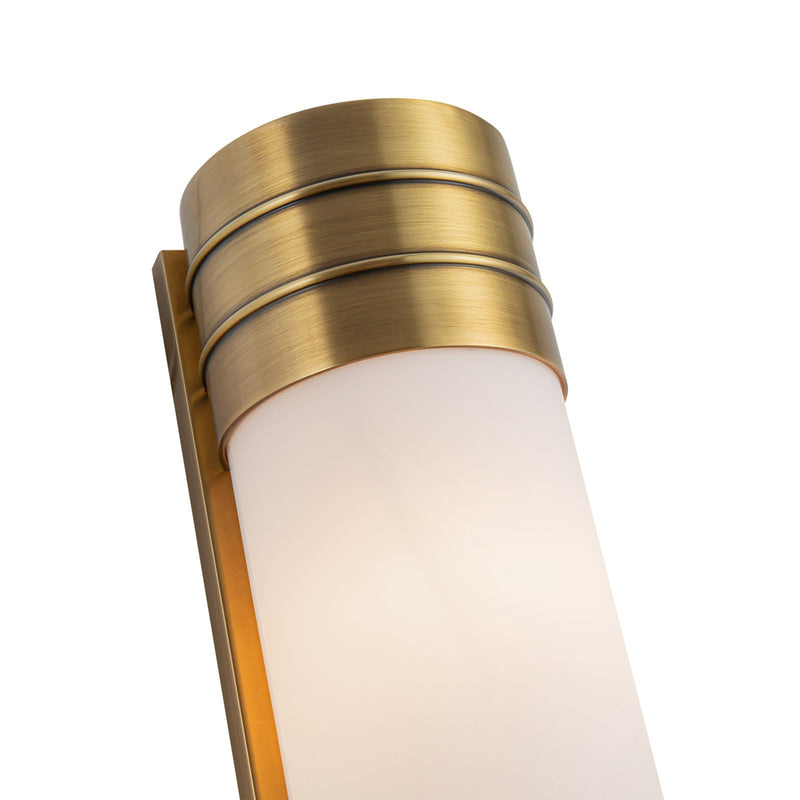 Kuzco Willard 18in 2-Light Vanity Light | Vintage Brass Steel and Opal Matte Glass | Bathroom Vanity | 4.38 x 18.38 in | Model WV348218VBOP