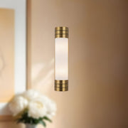 Kuzco Willard 18in 2-Light Vanity Light | Vintage Brass Steel and Opal Matte Glass | Bathroom Vanity | 4.38 x 18.38 in | Model WV348218VBOP