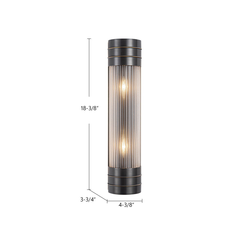 Kuzco Willard 18in 2-Light Vanity Light | Vintage Brass Steel and Opal Matte Glass | Bathroom Vanity | 4.38 x 18.38 in | Model WV348218VBOP