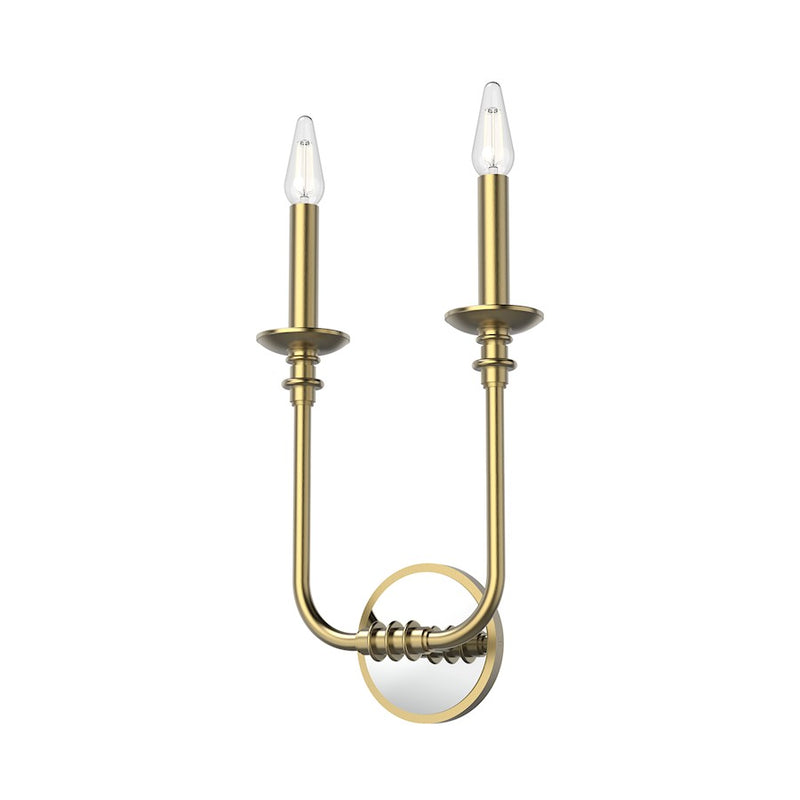 Kuzco Peabody 2-Light Vanity Light | Traditional Vintage Brass and Mirrored Elements | Bathroom & Powder Room | Model WV351502VB