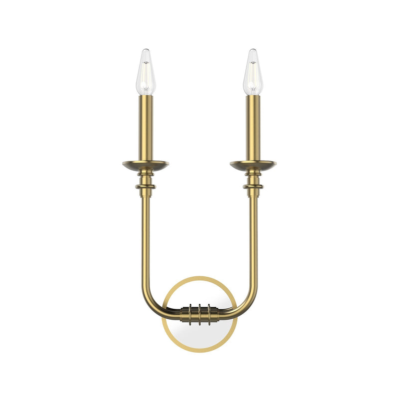 Kuzco Peabody 2-Light Vanity Light | Traditional Vintage Brass and Mirrored Elements | Bathroom & Powder Room | Model WV351502VB