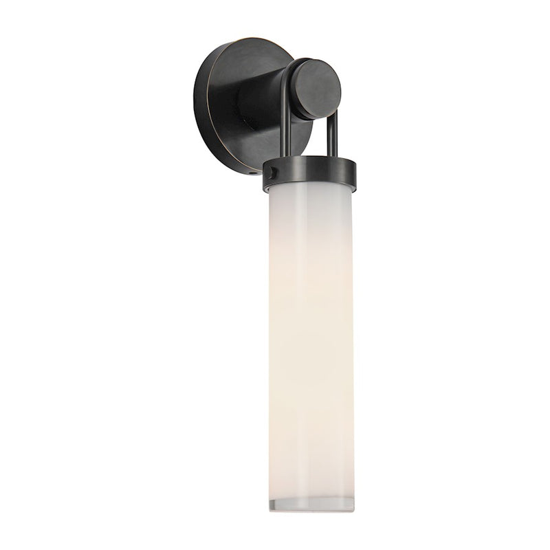 Kuzco Wynwood 16in 1-Light Vanity Light | Industrial Urban Bronze Steel and Glossy Opal Glass | Bathroom Vanity | Model WV355116UBGO
