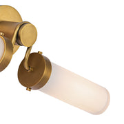 Kuzco Wynwood 23in 2-Light Vanity Light | Industrial Vintage Brass Steel and Glossy Opal Glass | Bathroom Vanity | Model WV355223VBGO