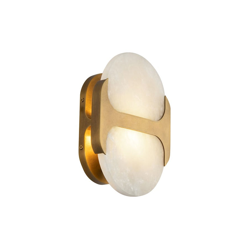 Alora Odin 1 9" Light Wall Vanity, Brass/Alabaster/Alabaster