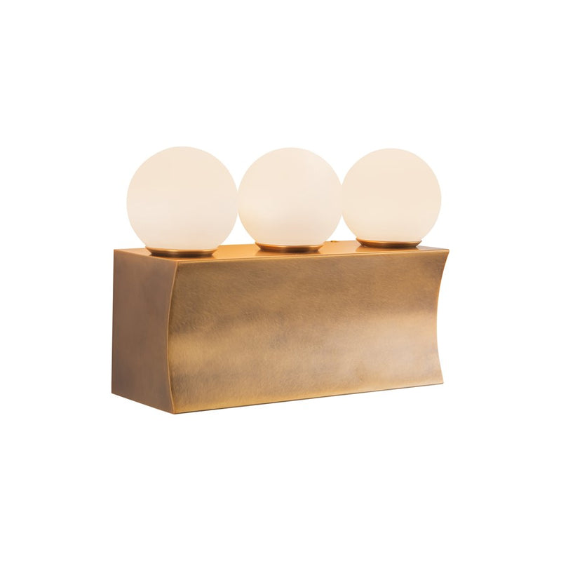 Kuzco Sinclair 12" Brass Dimmable LED Vanity Light, Vintage Brass