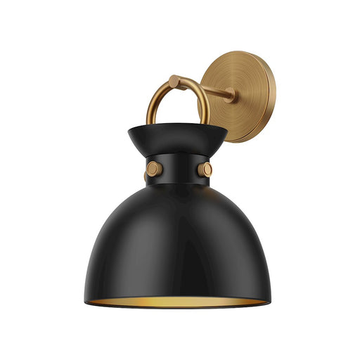 Kuzco Waldo 1-Light 9in Vanity Light | Industrial Aged Gold and Matte Black Steel | Bathroom & Powder Room | 8.75 x 12.75 in | Model WV411309AGMB