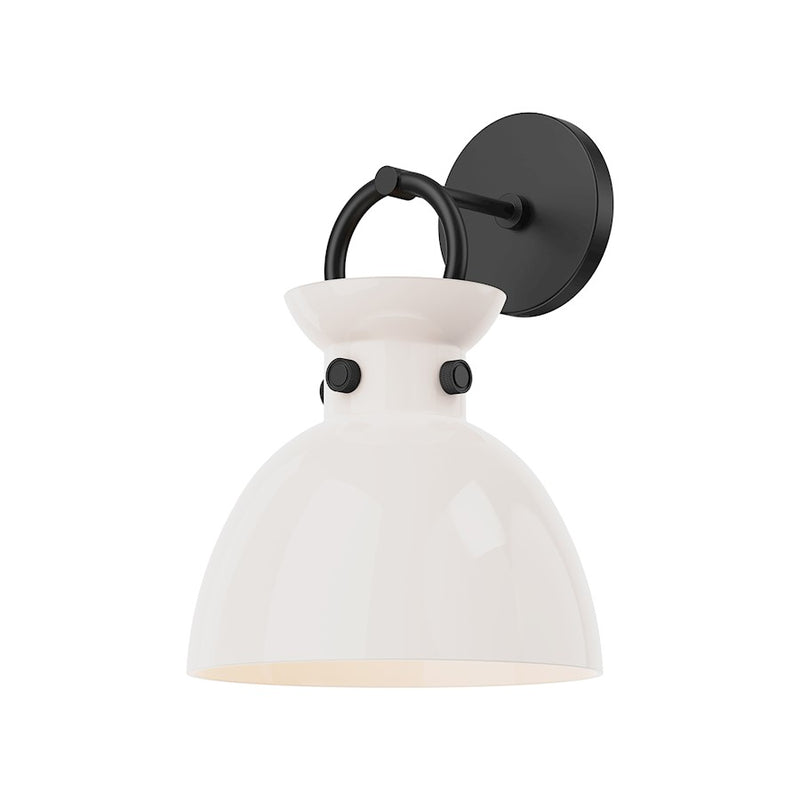 Kuzco Waldo 1-Light Vanity Light | Modern Matte Black Steel and Glossy Opal Glass | Bathroom & Powder Room | Model WV411809MBGO