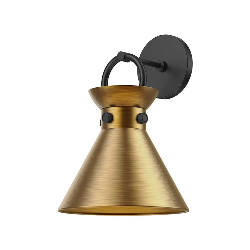 Kuzco Emerson 9in 1-Light Wall Sconce | Industrial Matte Black Steel and Aged Gold | Bathroom Vanity & Hallway | 8 x 12 in | Model WV412009MBAG