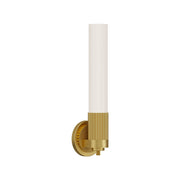 Kuzco Alora Mood Rue 1-Light 5in Wall Vanity | Modern Brushed Gold Steel and Glossy Opal Glass | Bathroom & Powder Room | Model WV416101BG