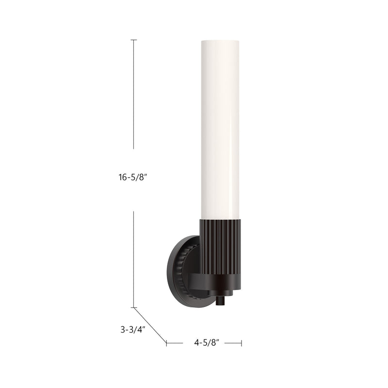 Kuzco Alora Mood Rue 1-Light 5in Wall Vanity | Modern Brushed Gold Steel and Glossy Opal Glass | Bathroom & Powder Room | Model WV416101BG