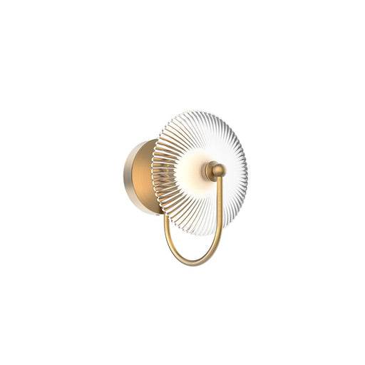 Kuzco Hera 9in 1-Light Vanity Light | Elegant Brushed Gold Steel and Clear Ribbed Glass | Bathroom & Powder Room | 9 x 11 x 8 in | Model WV417801BGCR