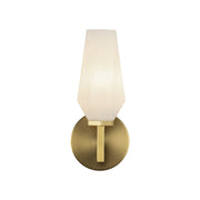 Kuzco Krysta 10in 1-Light Vanity Light | Geometric Brushed Gold and Opal Glass | Bathroom & Powder Room | 3.75 x 10.75 in | Model WV424110BGOP