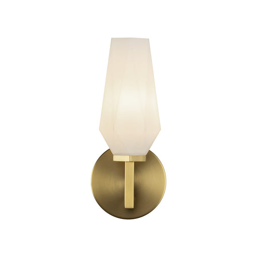 Kuzco Krysta 10in 1-Light Vanity Light | Geometric Brushed Gold and Opal Glass | Bathroom & Powder Room | 3.75 x 10.75 in | Model WV424110BGOP