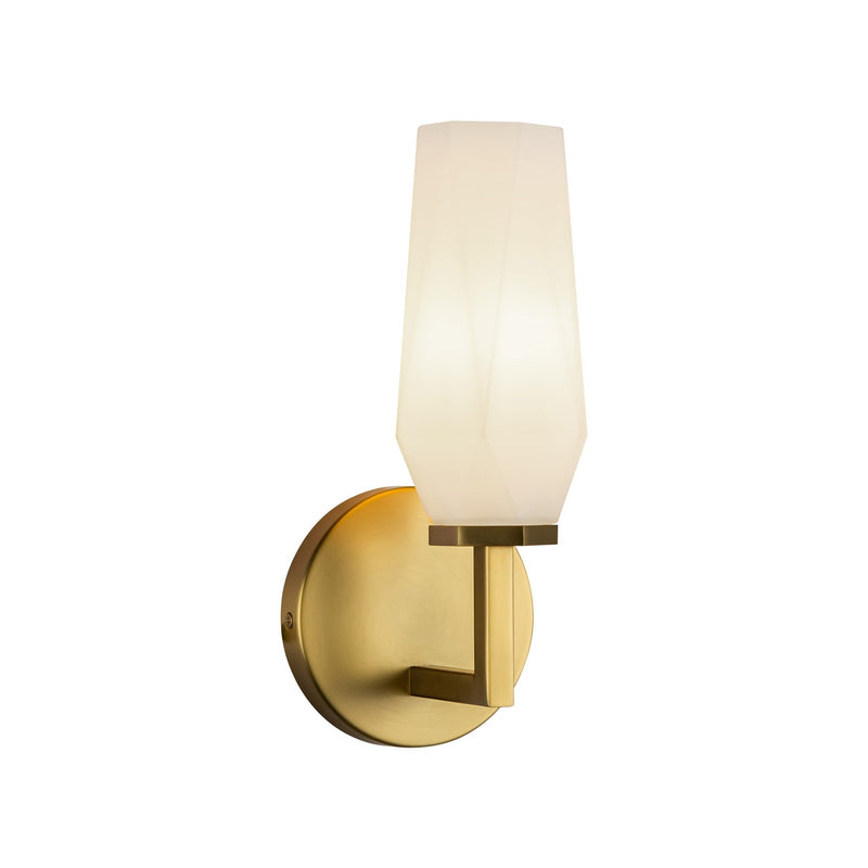 Kuzco Krysta 10in 1-Light Vanity Light | Geometric Brushed Gold and Opal Glass | Bathroom & Powder Room | 3.75 x 10.75 in | Model WV424110BGOP
