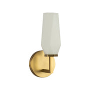 Kuzco Krysta 10in 1-Light Vanity Light | Geometric Brushed Gold and Opal Glass | Bathroom & Powder Room | 3.75 x 10.75 in | Model WV424110BGOP