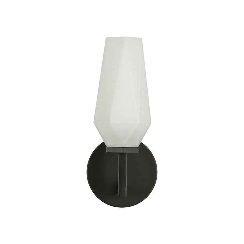 Kuzco Krysta 10in 1-Light Wall Vanity | Modern Matte Black Steel and Opal Glass | Bathroom Vanity Light | 10 x 3 x 3 in | Model WV424110MBOP